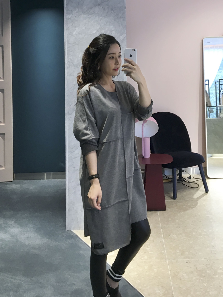 basic Uncontracted Round T-Shirt One Piece Plain R