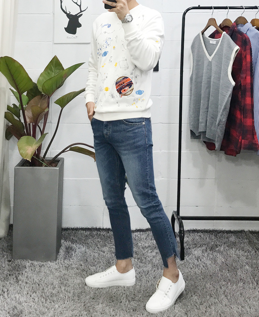 Korea Jeans Pants Men's Denim Pants Coat Jeans 