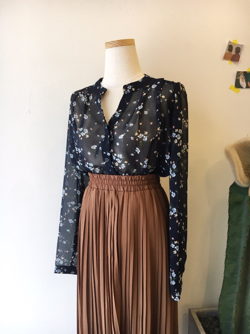 Pure Pleated Chiffon Long Skirt 30-to-2 Women Brie