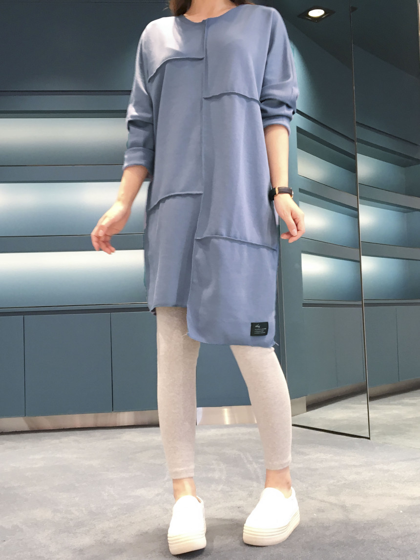 basic Uncontracted Round T-Shirt One Piece Plain R