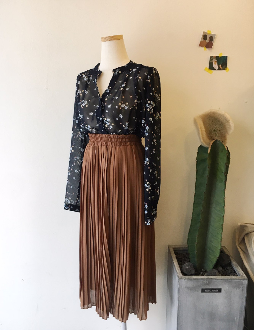 Pure Pleated Chiffon Long Skirt 30-to-2 Women Brie