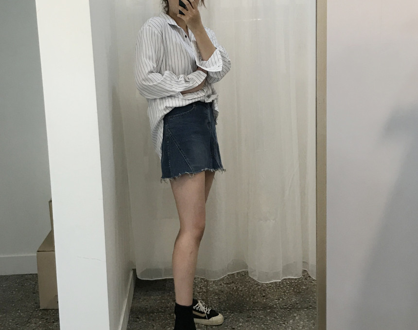 Denim Skirt This line Denim skirt Chinchilla Mini 