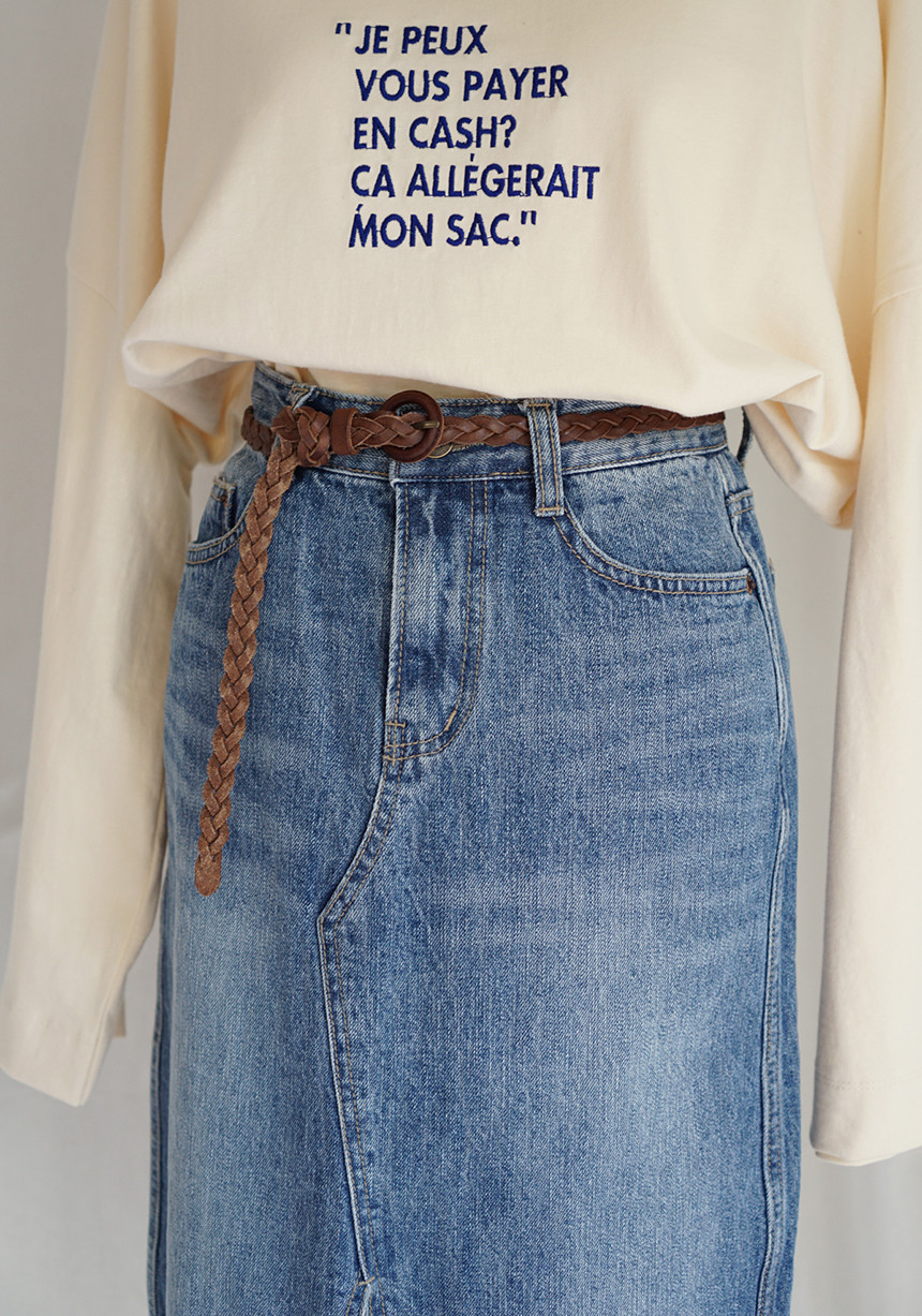 Denim Skirt monotone jeans long skirt denim midi c