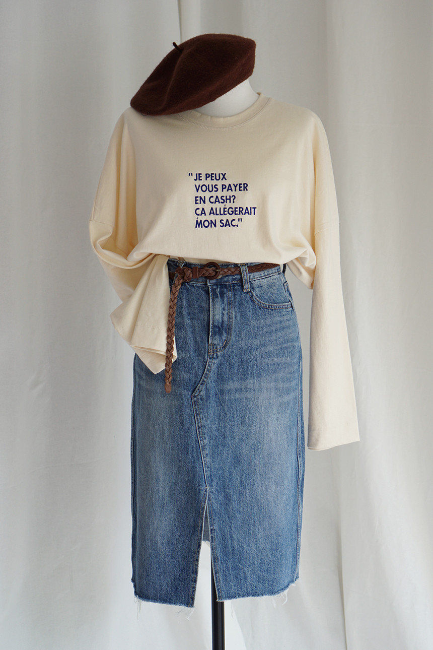 Denim Skirt monotone jeans long skirt denim midi c