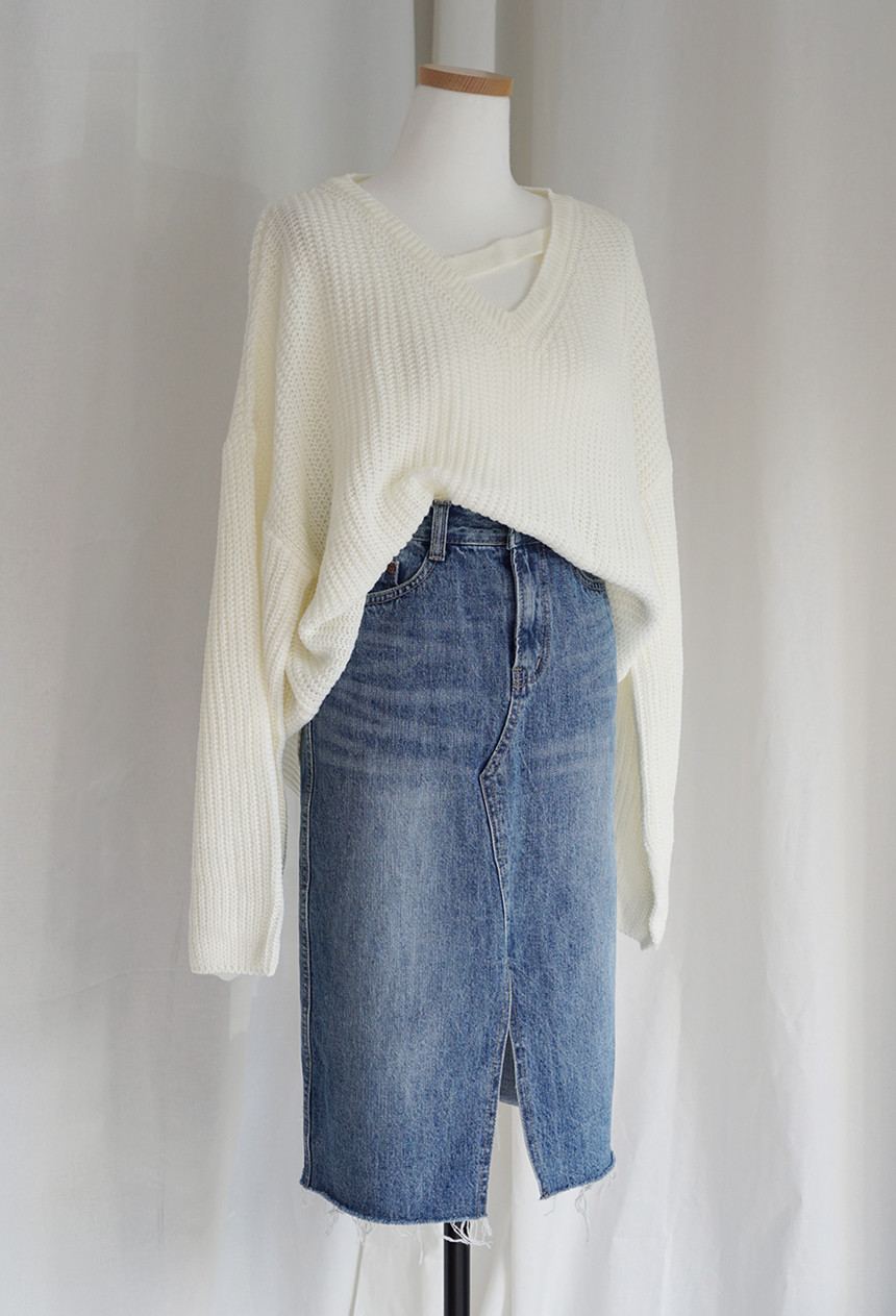 Denim Skirt monotone jeans long skirt denim midi c