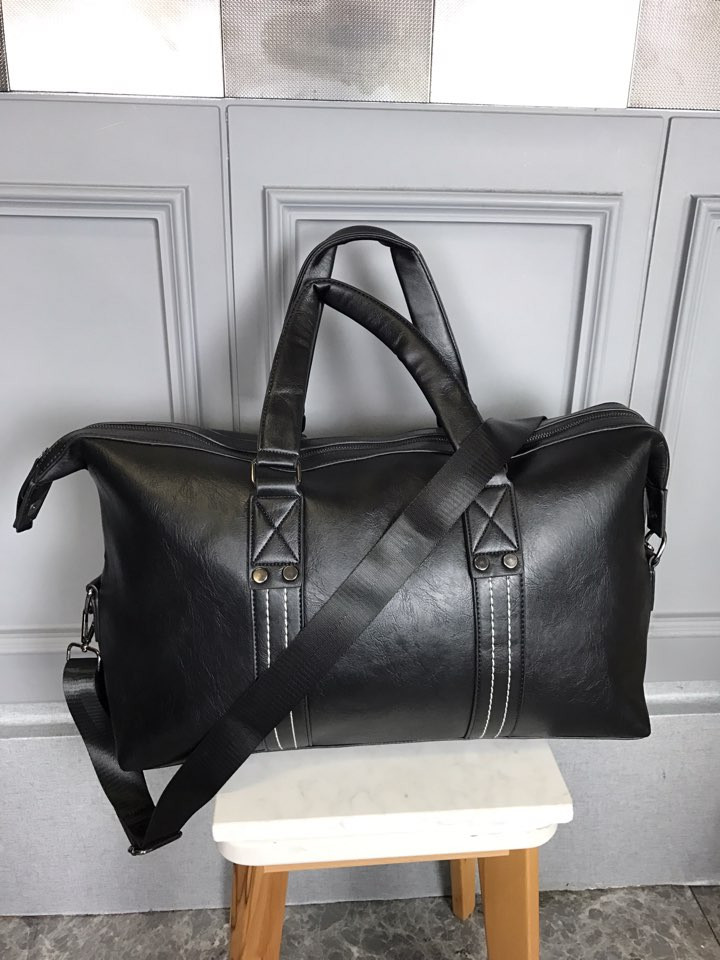 Travel Luggage Men Plain Leather Boston Bag Simple
