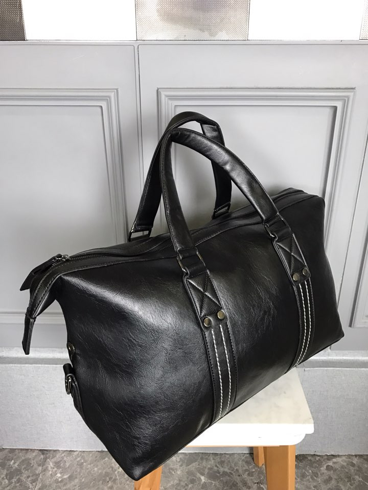 Travel Luggage Men Plain Leather Boston Bag Simple