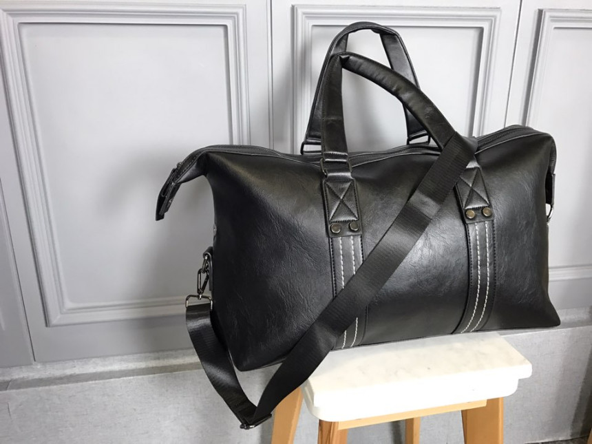 Travel Luggage Men Plain Leather Boston Bag Simple