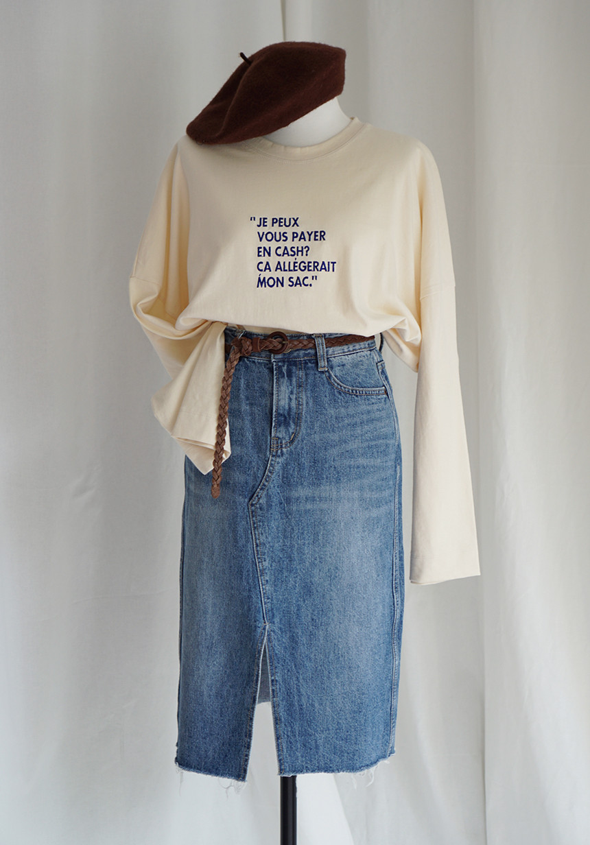 Denim Skirt monotone jeans long skirt denim midi c