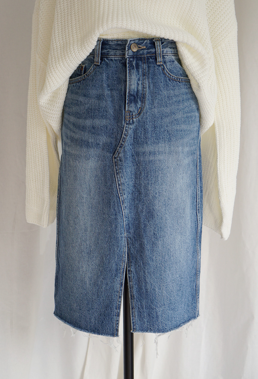 Denim Skirt monotone jeans long skirt denim midi c