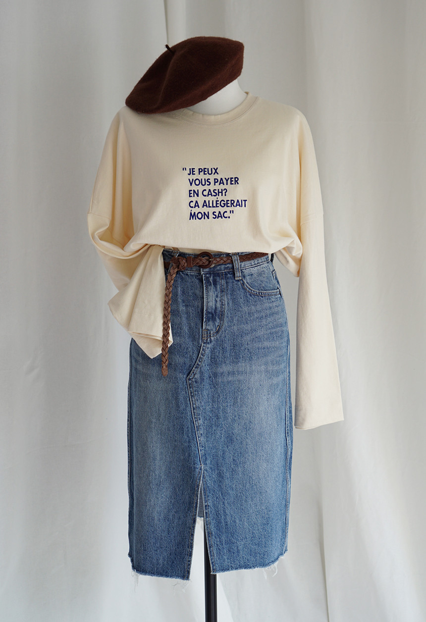 Denim Skirt monotone jeans long skirt denim midi c