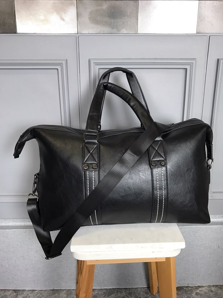 Travel Luggage Men Plain Leather Boston Bag Simple