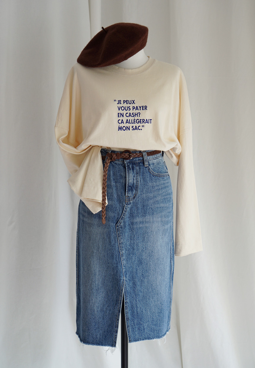 Denim Skirt monotone jeans long skirt denim midi c