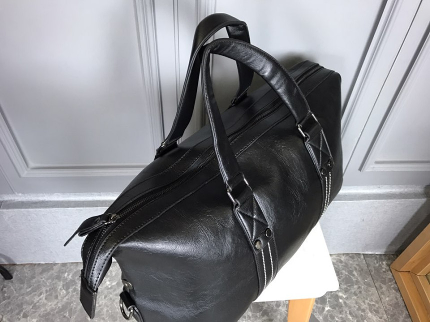 Travel Luggage Men Plain Leather Boston Bag Simple