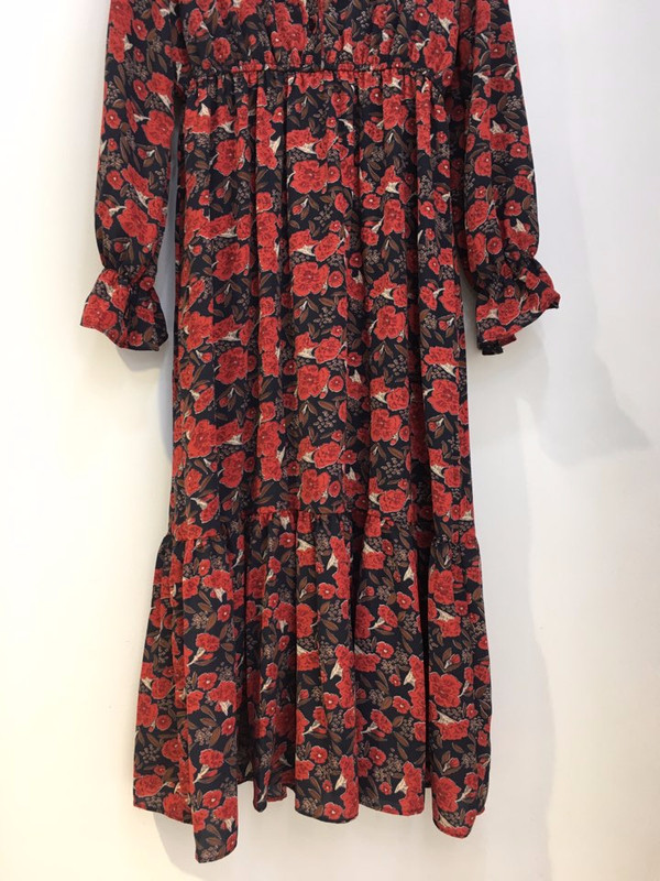 New Women Dress Flower Frill Long Dress Elegant Ch