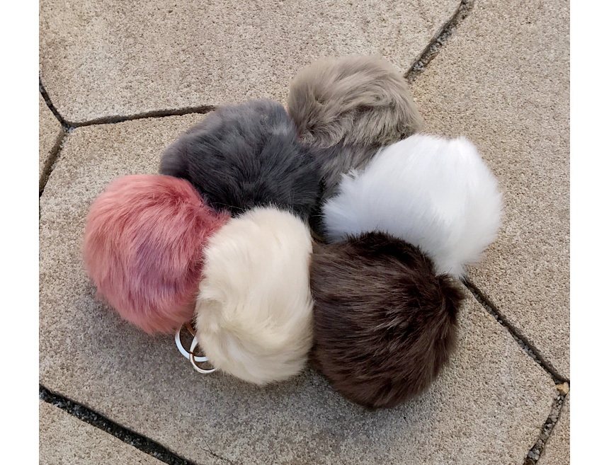 Rabbit hairdrops Pomfom is attracted by the fall o