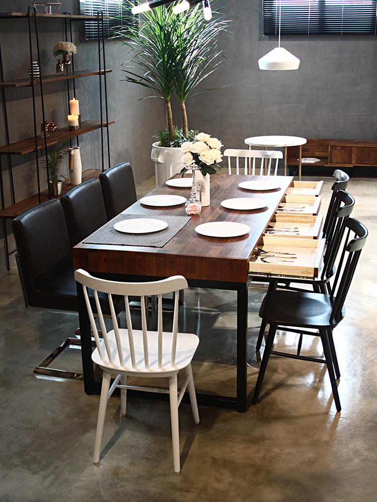 6인용 멀바우 원목 양면 서랍 인테리어 카페 식탁 테이블 1500 CL067