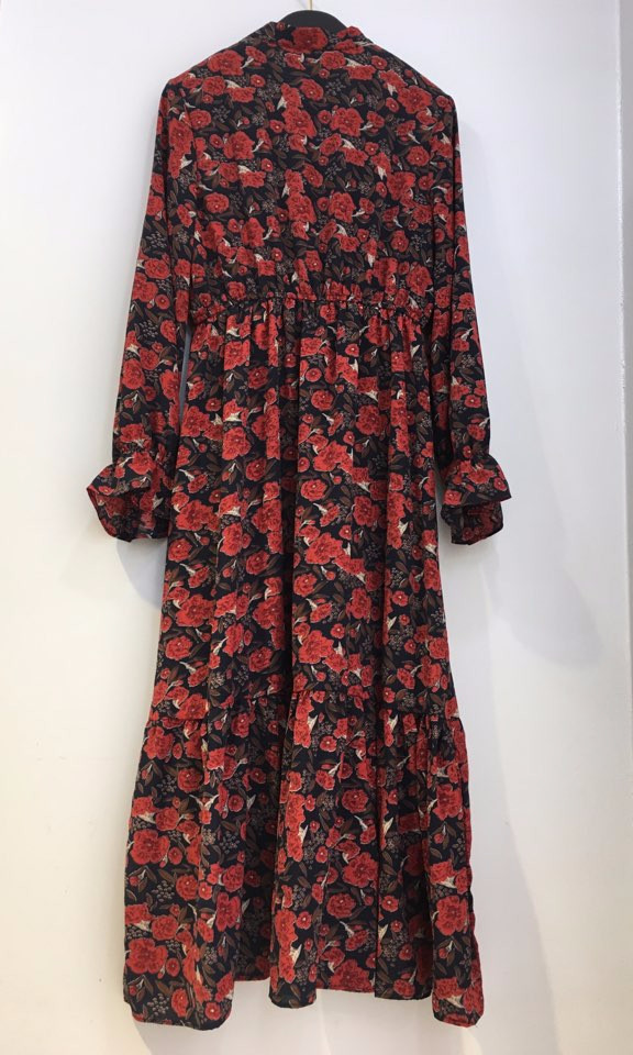 New Women Dress Flower Frill Long Dress Elegant Ch