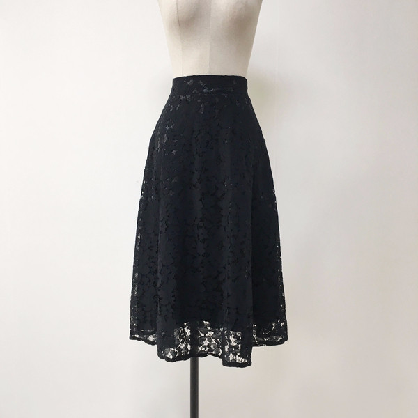 Lace Flare Long Skirt Autumn Bending Pleat A Line 