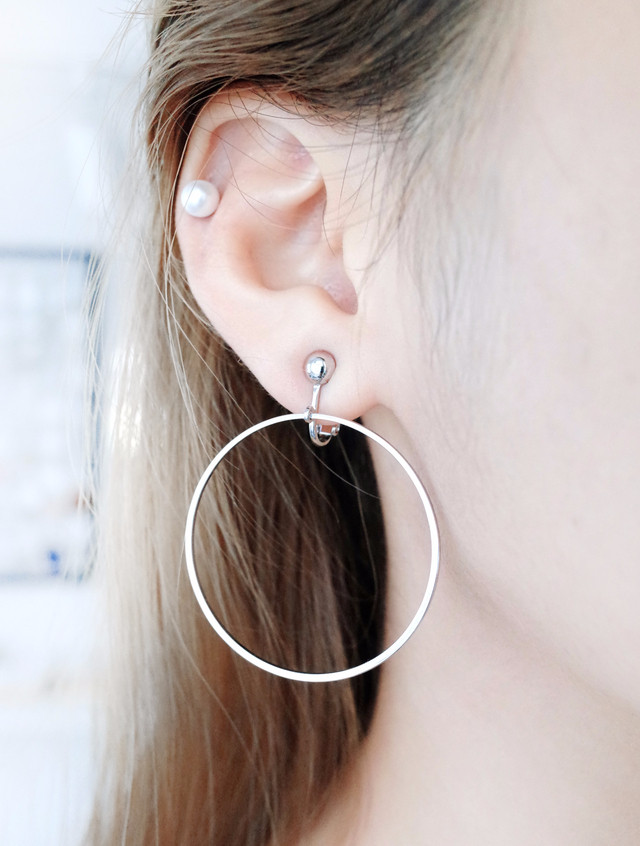 Earring OK Big Round Ring Clip Type Handmade Unbre