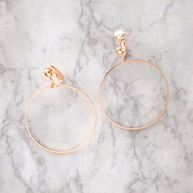 Earring OK Big Round Ring Clip Type Handmade Unbre