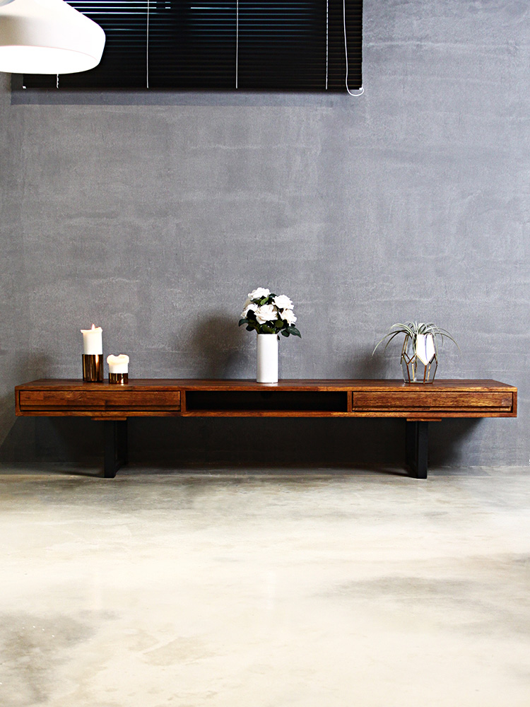 메종 멀바우 원목 서랍 낮은 거실장 2000 TV 다이 선반 CL073