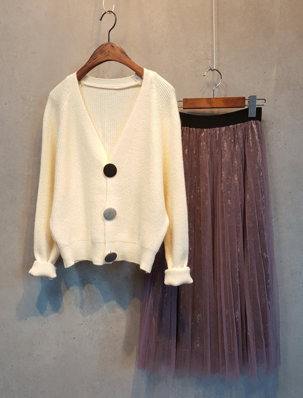 Mesh velvet Pleated bands Long skirt Vintage style