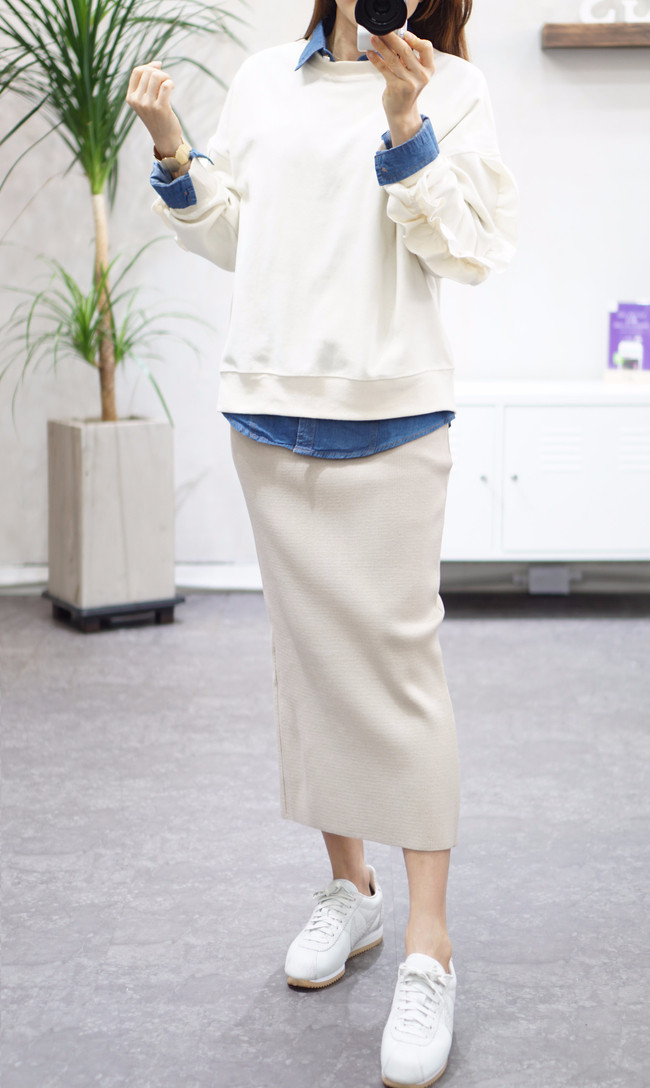 Three-color knit long skirts 40 Women's three-c