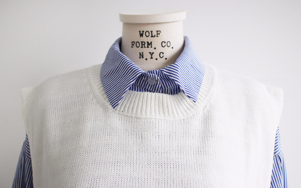 DW striped shirt knit vest set 170 fall blouse fri