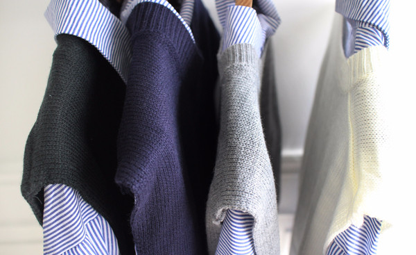 DW striped shirt knit vest set 170 fall blouse fri