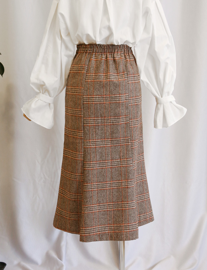 Check flare Long skirt Mermaid office Look Hospita