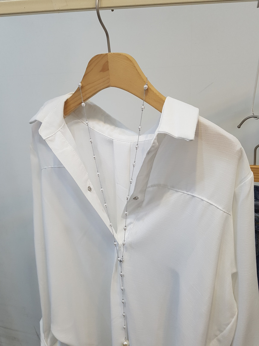 Half Open Tick Button White Shirt