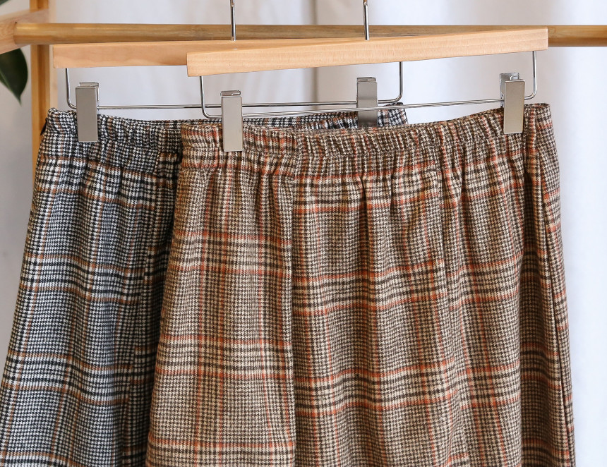 Check flare Long skirt Mermaid office Look Hospita