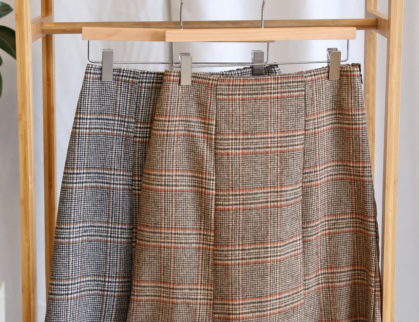 Check flare Long skirt Mermaid office Look Hospita