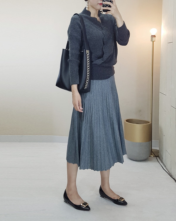 Melonite Pleated A-Line Long Skirt