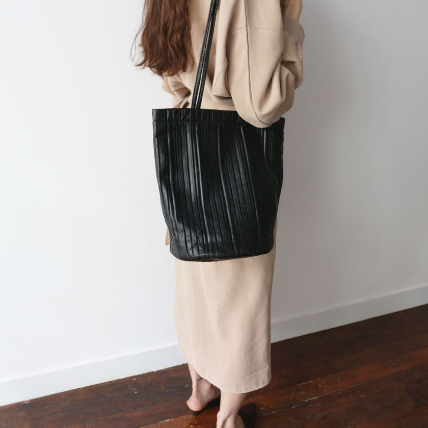Pleat Leather Eco Bag 2col