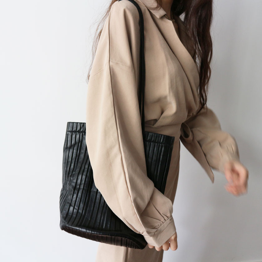 Pleat Leather Eco Bag 2col