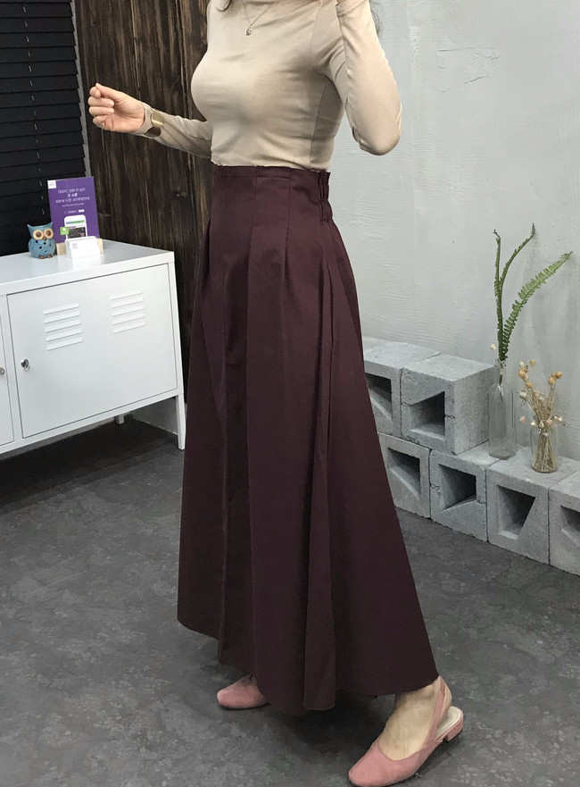 Cotton Banding Flare Long Skirt 2 Color 40 America