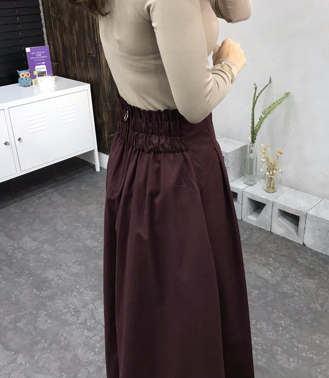 Cotton Banding Flare Long Skirt 2 Color 40 America