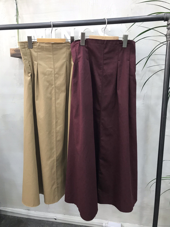 Cotton Banding Flare Long Skirt 2 Color 40 America