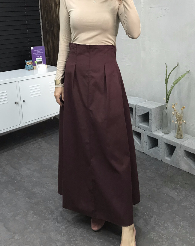 Cotton Banding Flare Long Skirt 2 Color 40 America