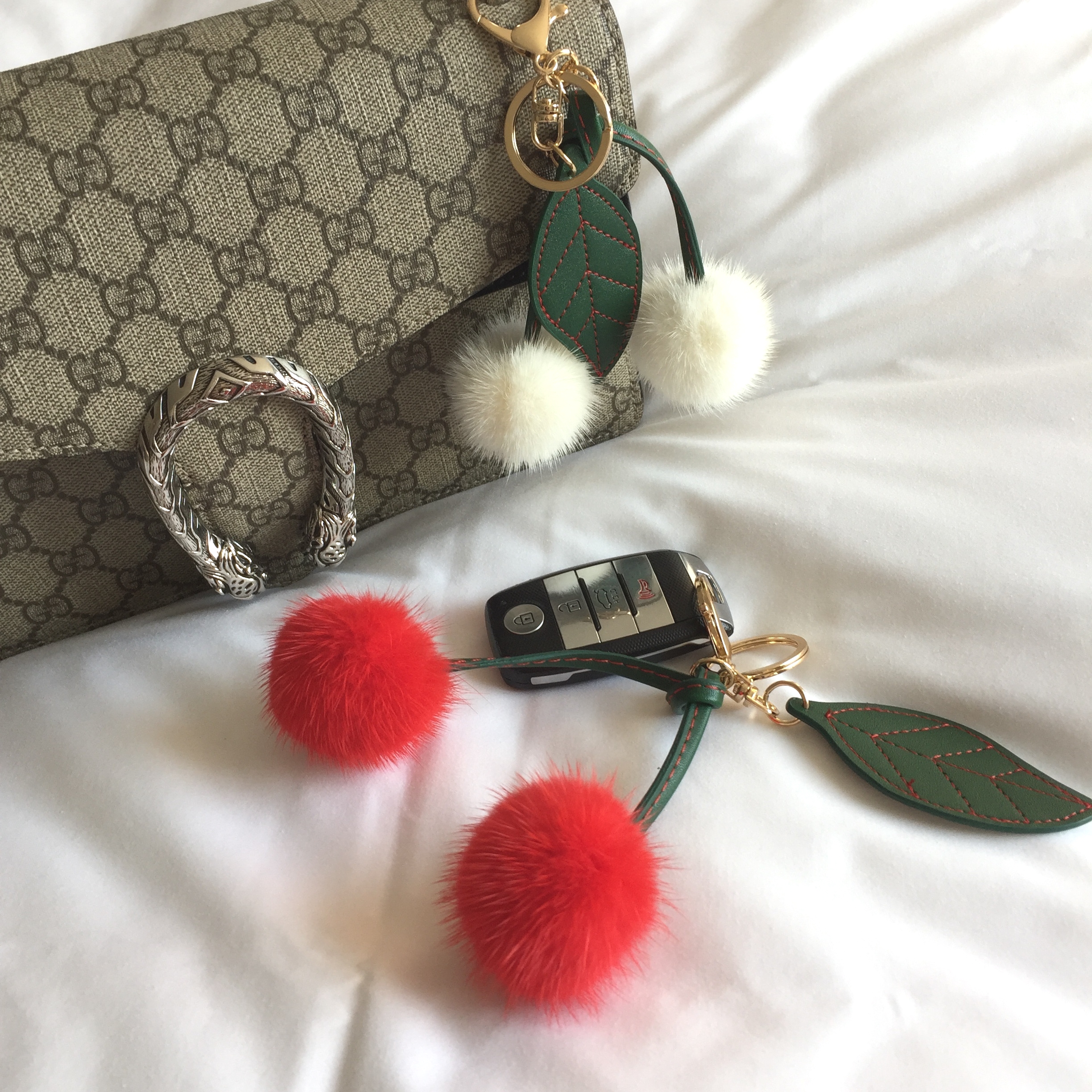 European mink cherry keyring Same day shipping pom