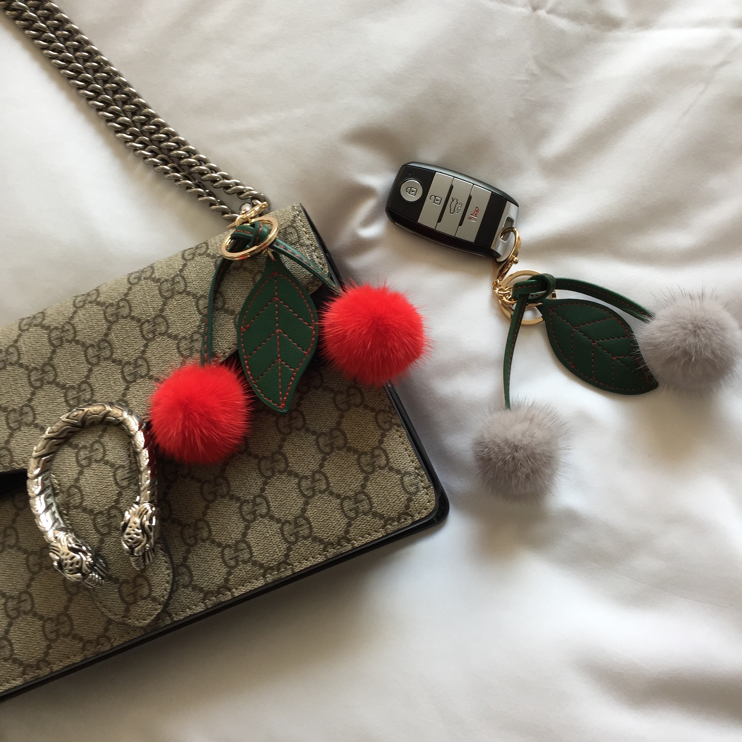 European mink cherry keyring Same day shipping pom