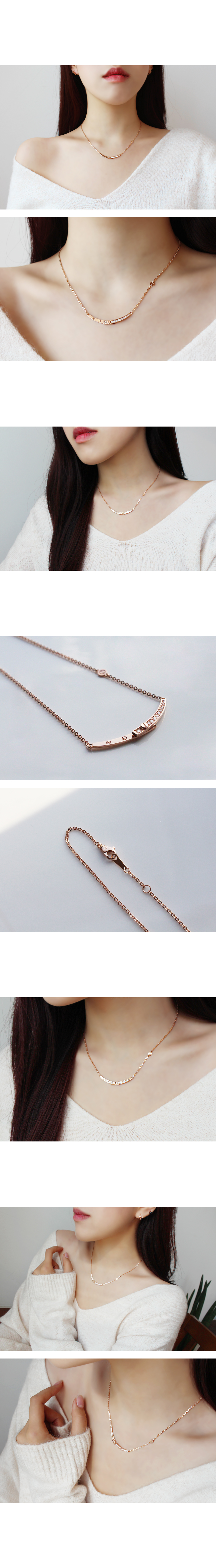 18k Objects Round Stick Integral Necklace 14k Wome