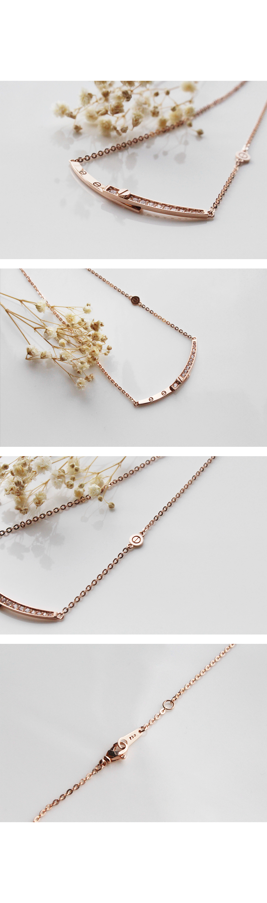 18k Objects Round Stick Integral Necklace 14k Wome