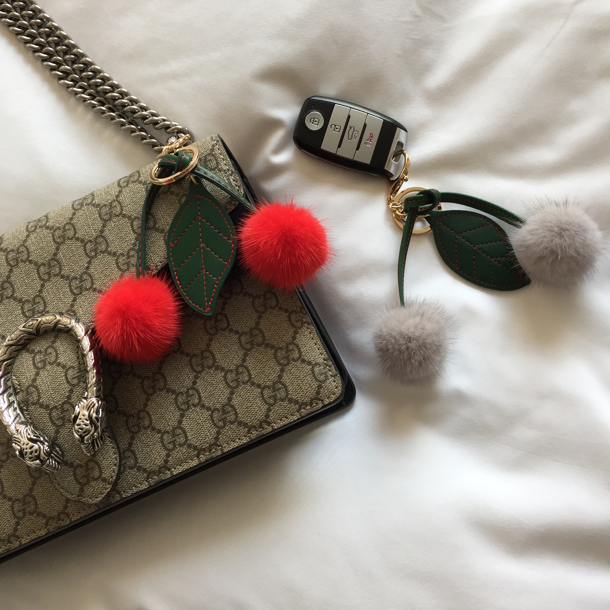 European mink cherry keyring Same day shipping pom