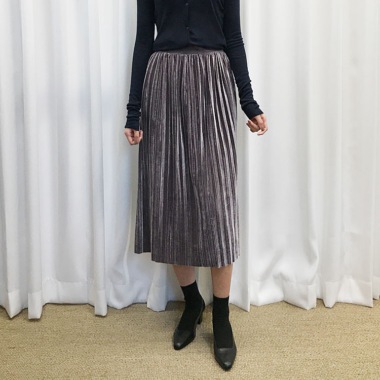 Velvet Pleated Long Skirt Fabric Women Women Winte