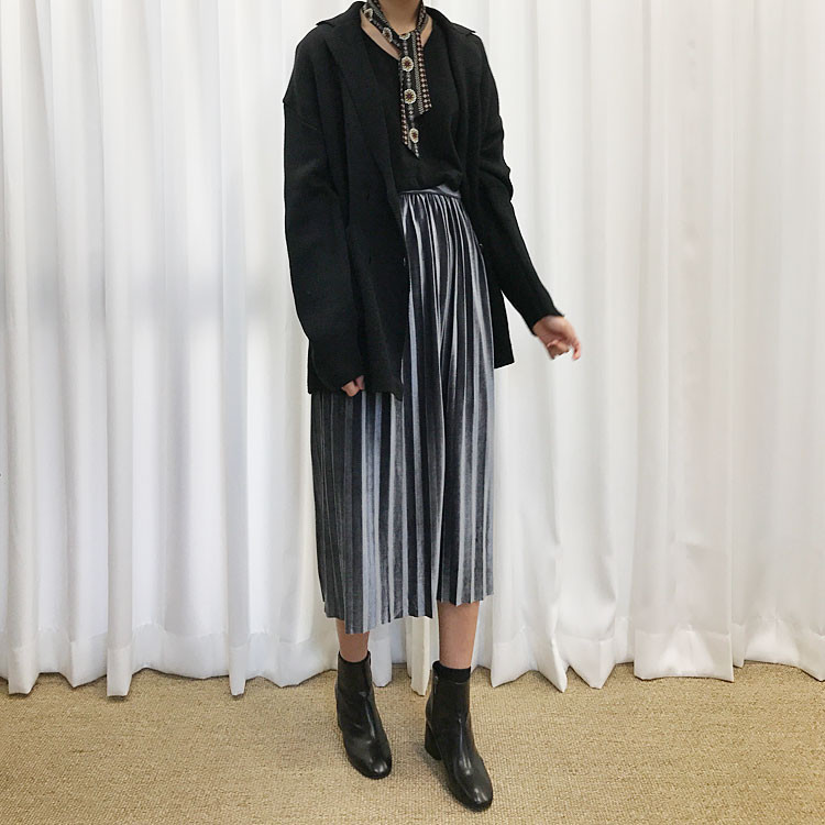 Velvet Pleated Long Skirt Fabric Women Women Winte