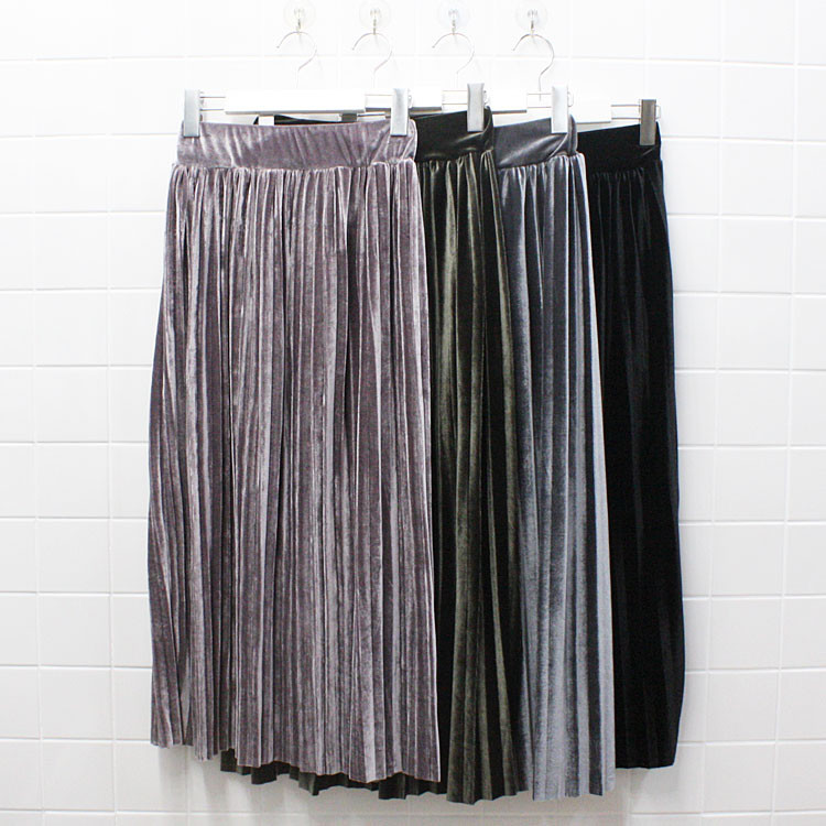 Velvet Pleated Long Skirt Fabric Women Women Winte