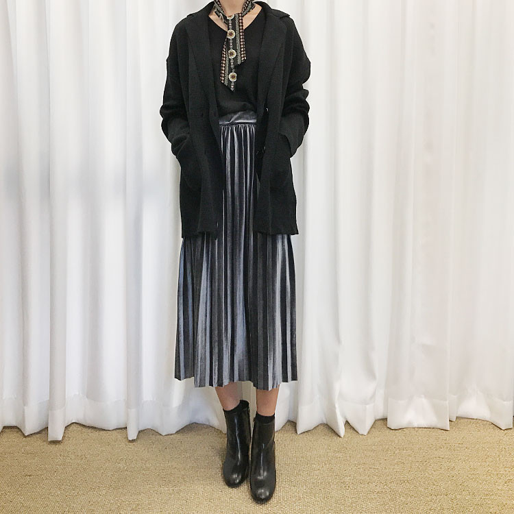 Velvet Pleated Long Skirt Fabric Women Women Winte